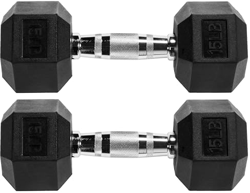 Signature Fitness Unisex-Erwachsene Hex Hanteln, schwarz, 15LBS
