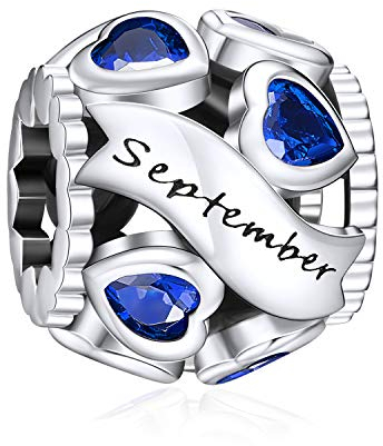 NINGAN Charms in argento 925 Settembre pietra natale perline adatto per braccialetti da donna regalo di giorno festivo