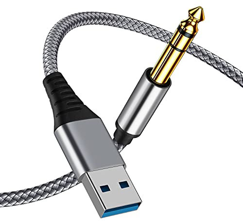 6.6FT USB to 1/4 Male TRS Audio Stereo Cable, USB to 6.35mm Jack Audio Adapter Compatible with Laptop,Windows or PC,Amplifier, Speaker, Headphones. Note:Not Applicable Recording,Truck,TV USB Ports