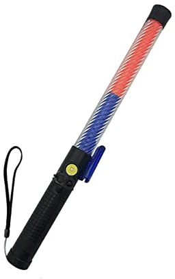 Safety Traffic Baton wand With Whistles Alarm Handheld Flashlight,Portable Rechargeable Emergency Security LED Red/Blue Warning Flashing Light for hiking,Outdoor Camping,Traffic Guides (L460)