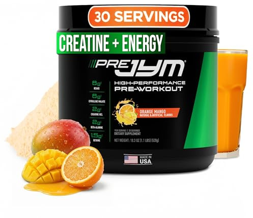 JYM Pre Workout, Orange Mango - Creatine HCI, Caffeine - 27.5 Oz