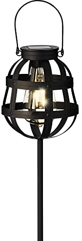 zeitzone Solarleuchte Garten Balkon Vintage-Stil Schwarz mit Spieß und zum Aufhängen