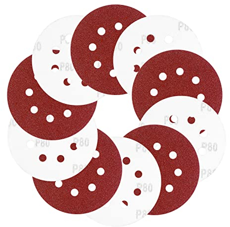 20 Pcs 125mm Sanding Discs, Viaky 8 Hole 80 Grits Hook and Loop Orbital Sander Discs for Polishing, Dustless Round Sanding Pads for Random Orbital Sander