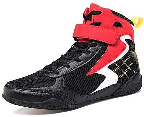 Youngtie Herren Boxschuhe Pro Wrestling Schuhe Damen Fitness Training Boxschuhe für Herren Schwarz EU 37