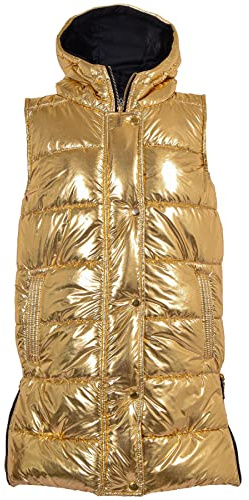 A2Z Ladies Gilet Oversized Hooded Quilted Gilet Padded Long Line Vest - Gilet 800 Golden Foil L