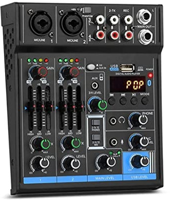 HMTE Professional Audio Mixe Sound Board Console 4-Channel Digital USB Bluetooth Dj Controller 48v Power for Stage Band
