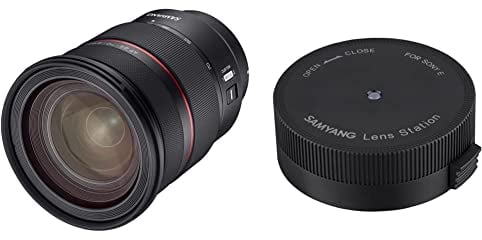 SAMYANG 23114 AF 24-70mm F2,8 FE für Sony E – Autofokus Vollformat & APS-C 24-70mm Zoom Objektiv lichtstark F 2.8 & Lens Station für Sony E AF Objektive, 7889 Schwarz