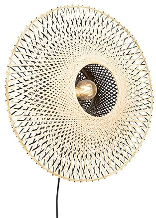 Qazqa Orientalisch Wandleuchte, Wandlampe - Rina - Naturel, Rund, max. 40W, Geeignet für LED, 50cm, Ideal als Wohnzimmerlampe und Flur