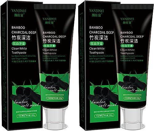 Yanjiayi Bamboo Charcoal Activated Charcoal Deep Clean White Toothpaste, Weiße Zähne, Entfernt Zahnflecken Fresh Breath zahnpasta (2Stück)