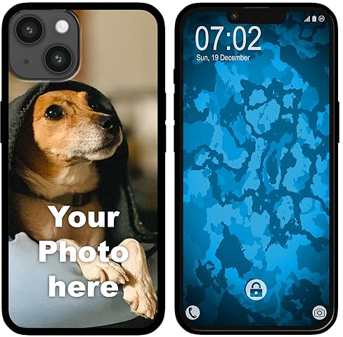 PhoneNatic personalisierte Handyhülle für iPhone 15 Plus Custom Case Schwarz zum selbst gestalten mit eigenem Foto Bild Text individuell