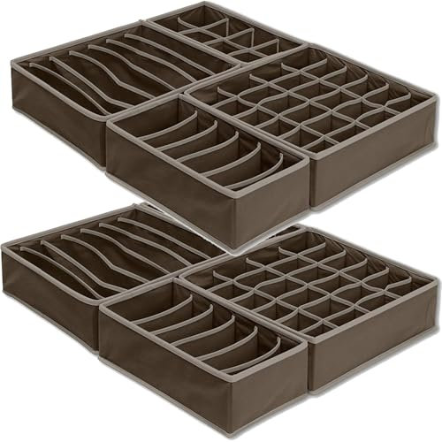 Bazasa 8er Shubladen Organizer Odnungssystem für Kleidershrank Brown Schublade Organizer Schrank Aufbewahrung Box Faltbare Schubladentrenner für Unterwäsche BHS Socken Krawatten Underwear Wickelbedarf