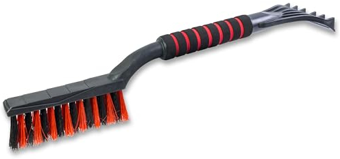 ToM PaR Bürste und Schaber | 2-in-1 Schneebürste und Eiskratzer | Warmer Soft-Touch-Griff | Eiskratzer Auto mit Besen | Kratzer für dünnes | Kältebeständiger Kunststoff | Länge: 50 cm | Rot