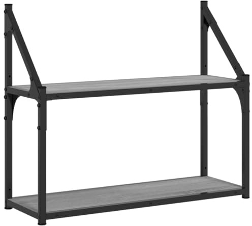 vidaXL Wandregal 2 Fächer Grau Sonoma 60x21x51 cm Holzwerkstoff