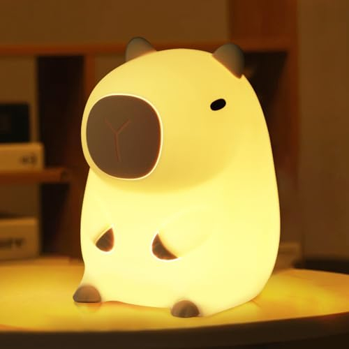Anywin Capybara Silikon Nachtlicht, Süßes Capybara Lampe 2 stufige Helligkeit, 20 Minuten Timer Dekor für Kinder Zimmer, Wohnzimmer, Geburtstag Geschenk für Jungen Mädchen Frauen Babies