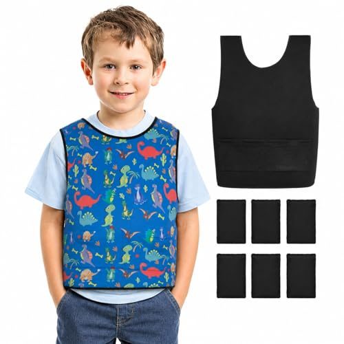 Weighted Vest for Kids with Sensory Needs,Weighted Adjustable Compression Vest-Deep Pressure for Children with Autism,ADHD,SPD Girls & Boys (with 2.65 lbs Removable Weights)