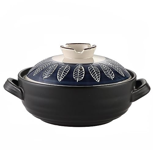 Japanese Donabe Ceramic Casserole with Lid - Earthen Pot Cooker for Rice, Soup & Hot Pot
