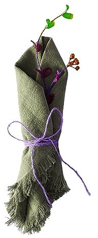 Berklan Leinen Tuch Servietten 40 x 40 cm, Set von 4, 80% Französisch Leinen 20% Baumwolle Fransen Tuch Servietten für Hochzeit, weich und langlebig, handgemacht, waschbar, Olivgrün