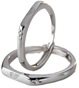 Minimalistische Offene S925-Ringe Für Paare - Modischer, Verstellbarer Ring Mit Fingerabdruck-Herzprägung, Jubiläums-Hochzeitsbänder, Charm Eternity Eternity-Schmuck, Accessoires Für Männer Und