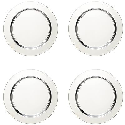 ECHTWERK 4-teiliges Platzteller/Servierteller Set Shiny aus hochwertigem Edelstahl, Silber-Edition, Ø 33,2 cm