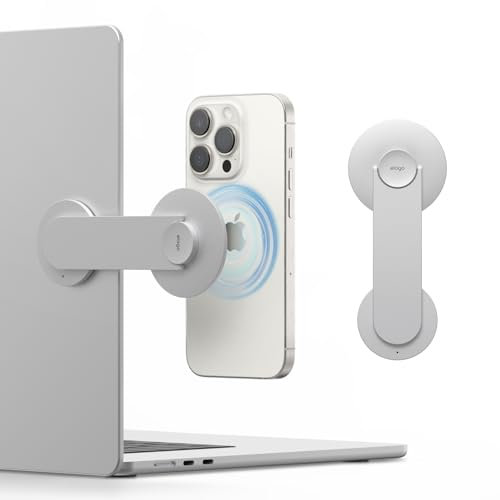 elago Supporto per Telefono Magnetico per Laptop Compatibile con MagSafe per iPhone Serie 16,15,14,13,12, Supporto Laterale Regolabile a 180º, Portatile, Pieghevole, Compatibile con MacBook (Argento)