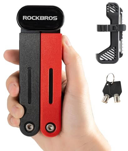 ROCKBROS Folding Bike Lock 120cm/47.24inch with 2 Keys Bike Locks E Bicycle Non Theft Heavy Duty Electric Scooter Lock for Ebike Motorcycle E Bicycle