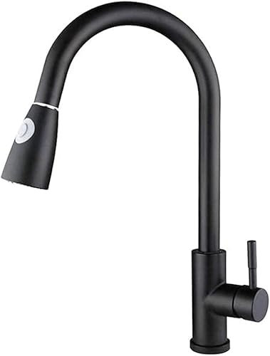 KEYFEOPUT Grifos de Cocina con rociador extraíble, Grifo de Cocina telescópico de Acero Inoxidable con rotación de 360° para Agua Caliente y fría, Grifo Mezclador de Cocina, Grifo de Cocina Negro