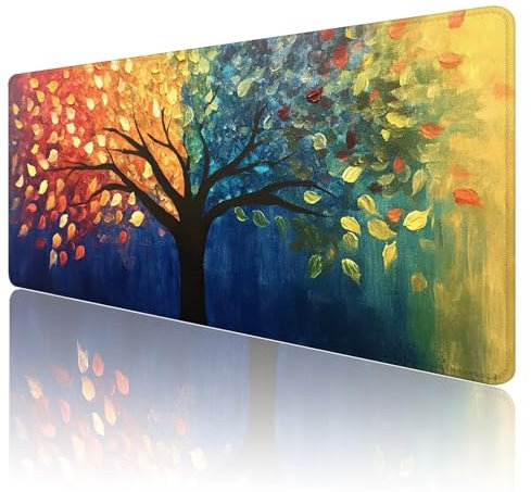 Tapis de Souris de Jeu abstrait Tapis de Souris XXl 1600x800mm Arbre Tapis Souris Gaming Grand, Avec Bords Surpiqués et Base en Caoutchouc AntidéRapant Surface, AméLiore La PréCision et La Vitesse J48