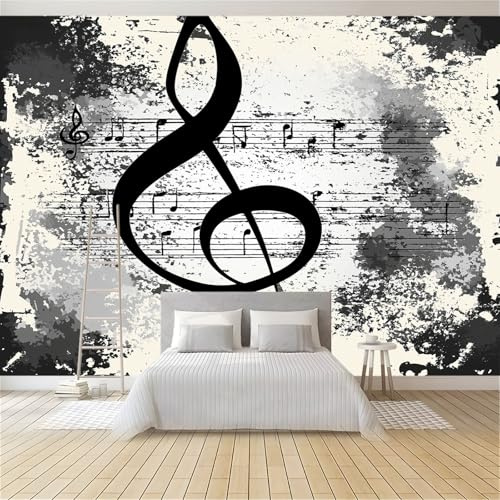 Tapete 3D Effekt Musikalische Elemente Mitarbeiter Noten Fototapete Wohnzimmer 350 x 256 cm Vlies Tapeten Wandtapete Moderne Wanddeko Wand Dekoration Wohnzimmer Schlafzimmer Büro Flur