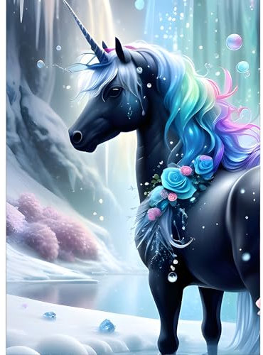 GDYEEH Einhorn Diamond Painting Erwachsene, 5D Fantasie Diamant Painting Bilder Anfänger, DIY Einhorn Runder Vollbohrer Diamanten Malerei Stickerei Kreuzstich Geschenke Home Wand Dekor 30x40cm