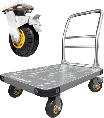 121x60cm Klappbar Bewegliche Plattformwagen, 1000kg Transport Wagen, Großes Flachbett Klappwagen für Einfache Lagerung