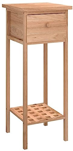 HEFZGDB Beistelltisch mit Schublade 25x25x60 cm Massivholz Nussbaum Kaffeetisch Wohnzimmertisch Couchtisch Klein Sofa Tisch für Balkon Arbeitszimmer Schlafzimmer Speisesaal