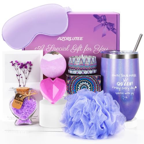 Coffret cadeau de bain spa lavande pour femme, cadeau d'anniversaire pour femme, paquet de soins personnels relaxants pour elle, maman, sœur, épouse, fille, amie, camarade de travail