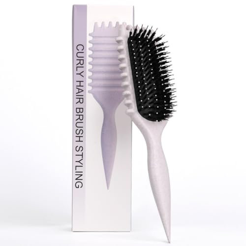 Curly Hair Brush - Curl Brush, Prodotti Per Capelli Ricci | Pettine Ricci/Capelli Riccis, Ridurre Frizz - Design Ergonomico Per Tutte Le Texture(#Beige, striscia)