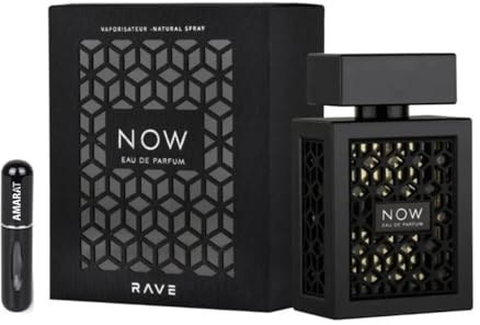 Rave Now Eau de Parfum, 100 ml, arabisches Herrenparfum, langanhaltend, inkl. nachfüllbarem Zerstäuber, fruchtig holzig, mit Noten von Ananas, Jasmin und Moschus (Now Black)
