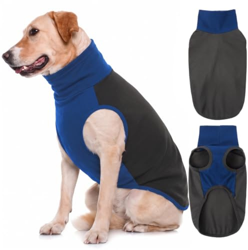 KONVINIT Hundepullover Große Hunde - Leicht Fleece Pullover für Labrador | Großer Fleece Pullover für Hunde, weicher Rollkragen wärmt, ärmellos, leichtes Fleece, atmungsaktiv, ideal für kühle Tage