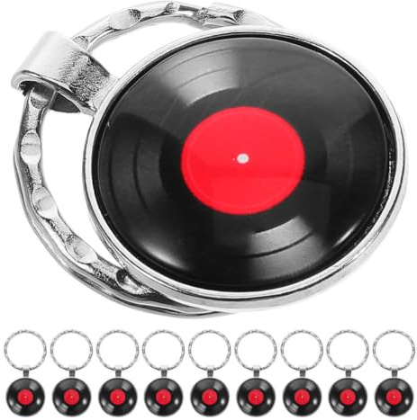 LIFKOME Portachiavi Disco Vinile per Amanti della Musica Design Vintage Creativo Set da 10 Pezzi in Lega di Zinco, Accessorio Portatile e Resistente per Chiavi e Borse in Varie Occasioni