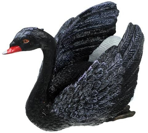 ULTECHNOVO Schwanenfigur aus Kunststoff Schwarze Schwanen Modellskulptur aus PVC Deko Gans für Zuhause Fotorequisit und Gartendekoration