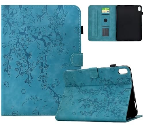 Generic Compatibile per iPad 10a generazione 10.9 2022 (colore: azzurro) Custodia a portafoglio in pelle floreale
