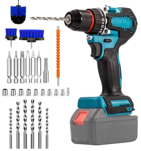 Perceuse Visseuse Sans Fil compatible avec Makita 18V Batterie, Visseuse Devisseuse Sans Fil avec 24 Accessoires, 23+1 Couples, 2 Vitesses (batterie et chargeur non inclus)
