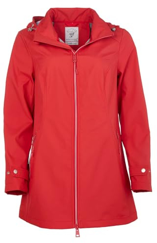 Blue Flame Damen Softshellmantel mit abnehmbarer Kapuze - Lange Softshelljacke winddicht in Marine Größe 38