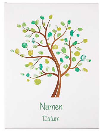 Herz & Heim® Fingerabdruck Gästebuch als Leinwand zur Erinnerung - Baum - mit Namen