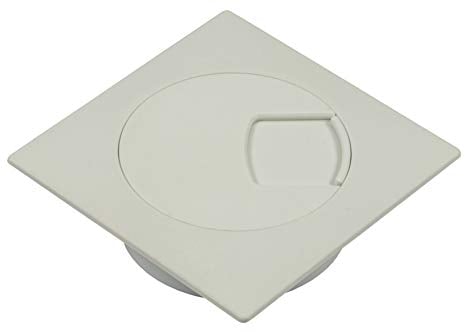Gedotec Kabeldurchführung Schreibtisch aus stabilem ABS Kunststoff | 1 Stück quadratische Kabeldurchlässe 60mm | Plaza | Kabeldose Weiß | Kabelführung eckig zum Eindrücken | kabelkanal Schreibtisch