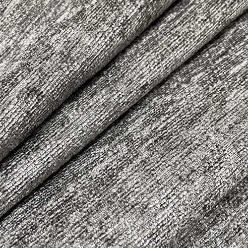Silver Designer Luxury Soft Plain Solid Heavy Weight Upholstery Curtain Cushion Chenille Velvet Fabric FIRE Retardant Shimmering Look Sofa Furniture Material Sold BY THE METRE