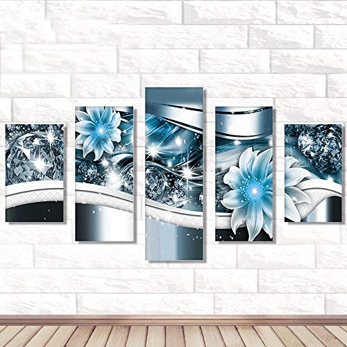 AmyGline DIY 5D Diamond Painting Set 5-Pictures Kombination Kits Diamant Malerei Kreuzstich Kristall Strass Stickerei Bilder Kunst Handwerk für Home Wall Decor 95X45