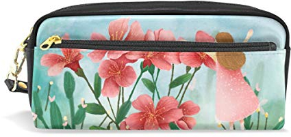 imobaby Fantasy Blume Fee Tragbare Tasche PU Leder Schule Stifteetui Schreibwaren Bleistifttasche für Kinder Wasserdicht Kosmetik Tasche Make-up Beauty Case