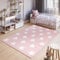 TAPISO Pinky Teppich Kurzflor Kinderteppich Kinderzimmer Rosa Weiß Pastellfarben Modern Geometrisch Stern Spielteppich ÖKOTEX 180 x 250 cm