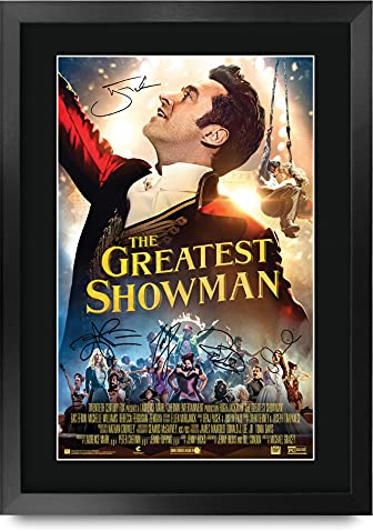 HWC Trading The Greatest Showman A3 Gerahmte Signiert Gedruckt Autogramme Bild Druck-Fotoanzeige Geschenk Für Hugh Jackman Michelle Williams Zac Efron Zendaya Rebecca Ferguson Filmplakat Fans