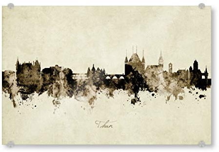 artboxONE Acrylglasbild 90x60 cm Städte Thun Switzerland Skyline Sepia - Bild Thun Painting Skyline