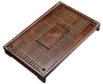Kemu Small Drawer Wooden Tea Set Tray - Solid Wood Tea Table with Drainage & Water Storage