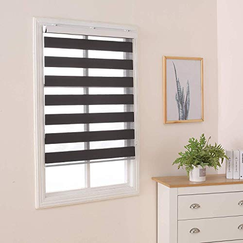 Doppelrollo Klemmfix Ohne Bohren 100cm x 160cm Duo Rollo, Zebrarollo Seitenzugrollo Easyfix für Fenster & Türen - Anthrazit